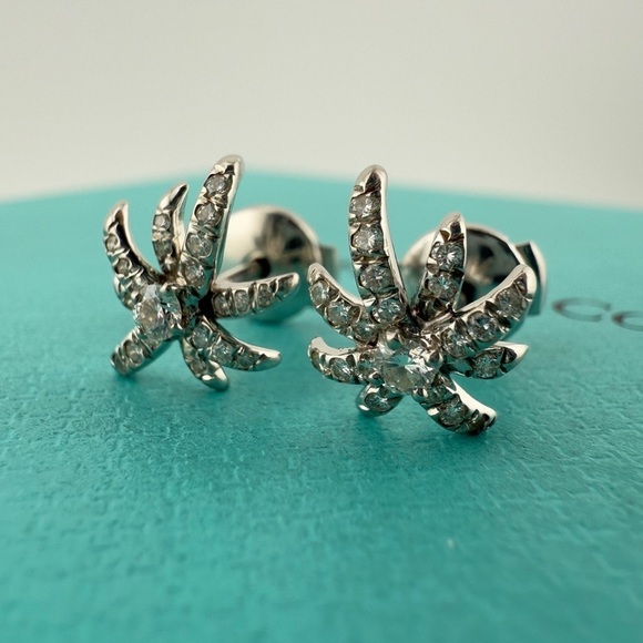 Vintage Tiffany & Co. Diamond Fireworks Earrings in Platinum - Picture 1 of 6